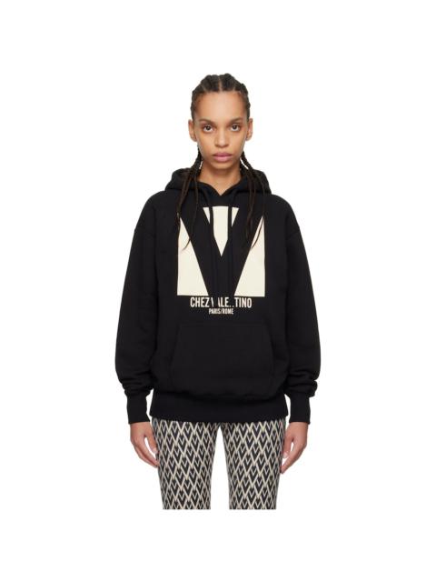Valentino Black Cotton 'Chez Valentino' Print Hoodie