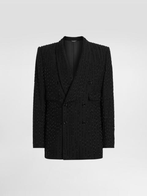 Dolce & Gabbana Double-breasted sicilia jacket in embroidered virgin wool