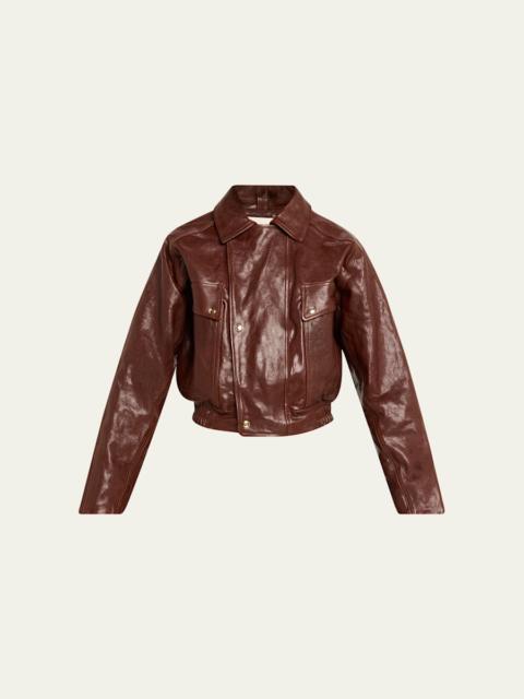RÙADH Haddow Shiny Leather Moto Jacket