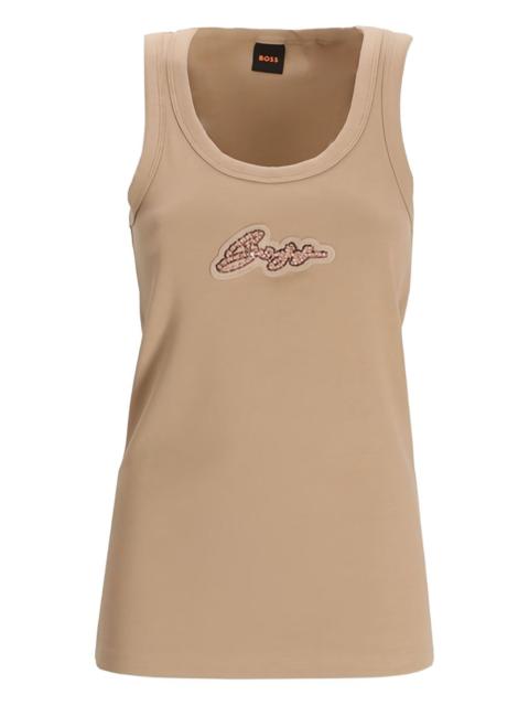 BOSS logo-embroidered tank top