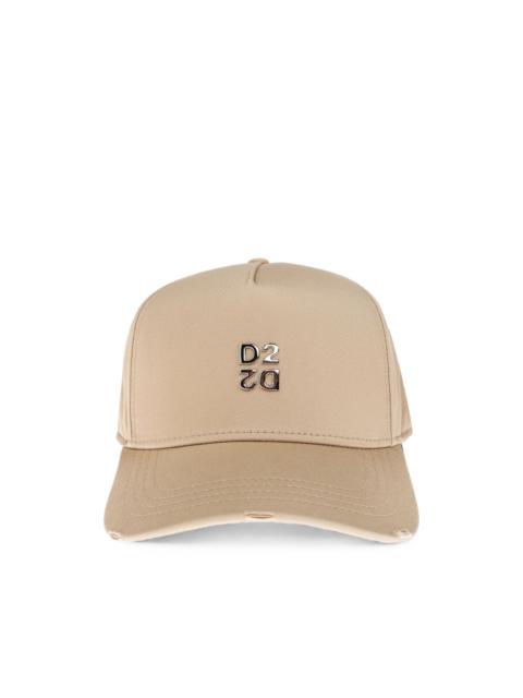 DSQUARED2 Upside Down logo-plaque distressed-detailing baseball cap