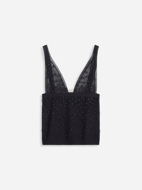 SHEER EMBROIDERED-MESH TANK TOP