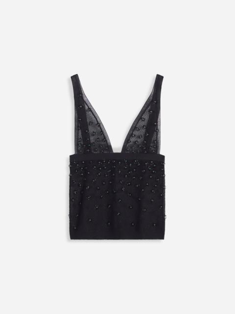 Lanvin SHEER EMBROIDERED-MESH TANK TOP