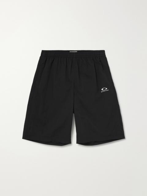 BALENCIAGA Wide-Leg Logo-Embroidered Shell Shorts