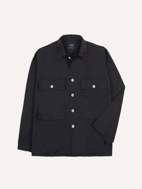 Drake's Navy Cotton Military Overshirt