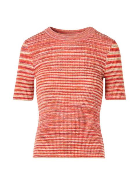 AKRIS Striped Short Sleeve Sweater