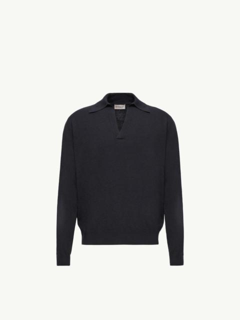 Moncler Wool & Cashmere Long Sleeve Polo Shirt