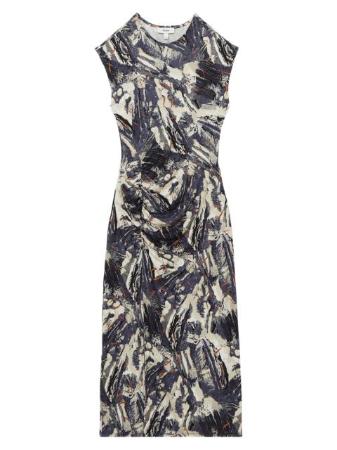 REISS Women's Lennia Jersey Midi-Dress - Blue Neutral