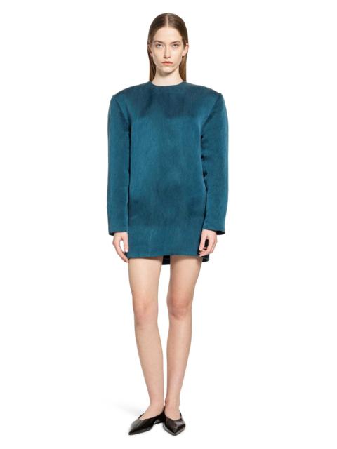 SAINT LAURENT Boxy Dress In Stonewash Silk Satin