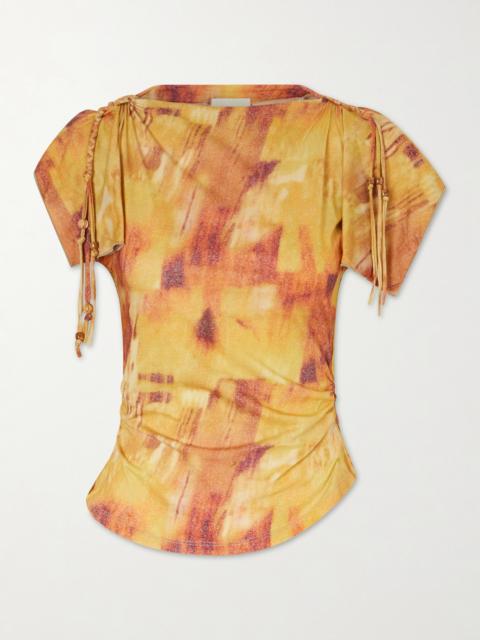 Isabel Marant Jazia Bead-embellished Printed Cotton Top