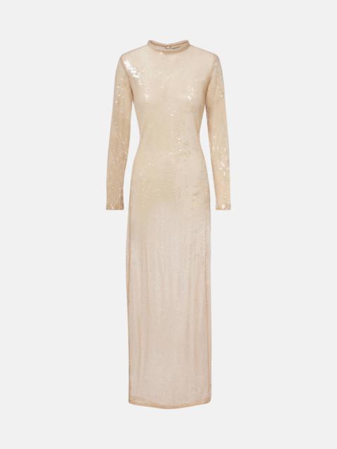 ADRIANA DEGREAS Sequined sheer maxi dress