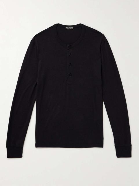TOM FORD Slim-Fit Lyocell and Cotton-Blend Jersey Henley T-Shirt