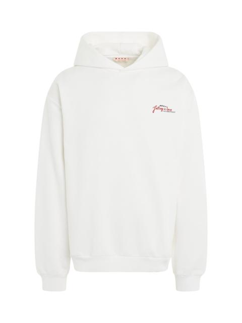 Marni Word Puzzle Logo Hoodie in Stone White