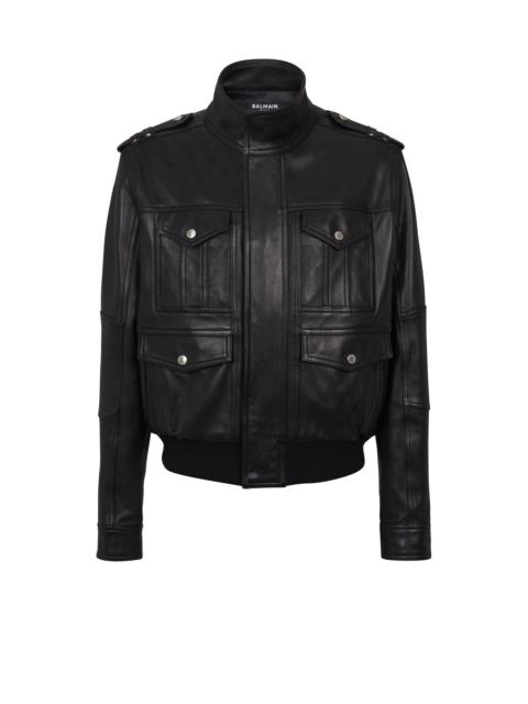 Balmain Lambskin leather jacket with 4 pockets