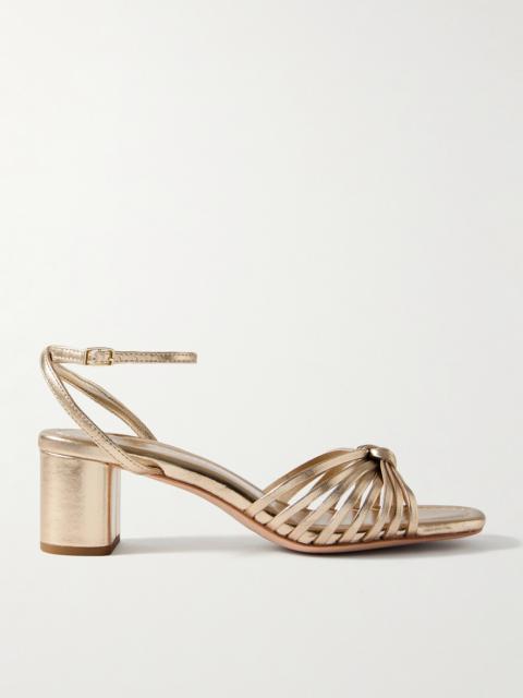 LOEFFLER RANDALL + Net Sustain Olivia Knotted Metallic Leather Sandals