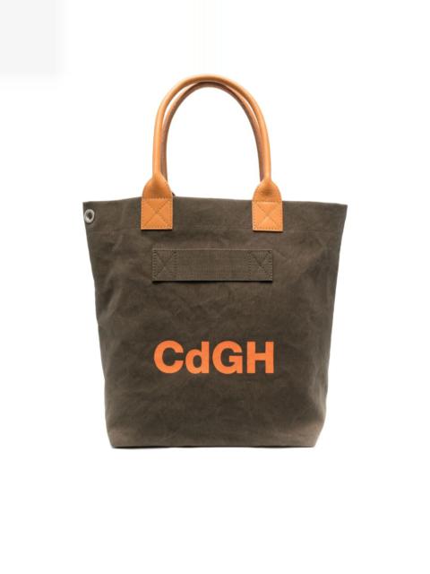 logo-print canvas tote bag