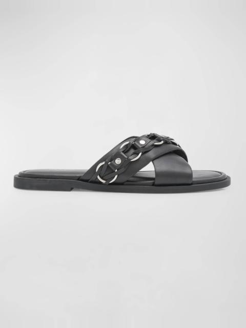 rag & bone Geo Leather Chain Crisscross Slide Sandals