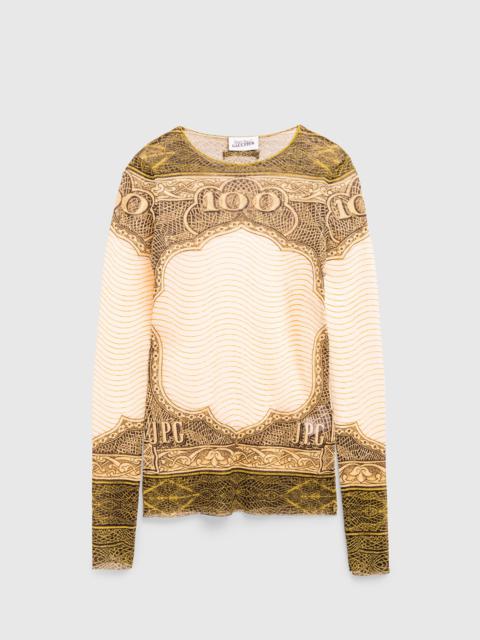 Jean Paul Gaultier Jean Paul Gaultier – Long-Sleeve Mesh Top Printed Cartouche Green/Ecru/Black/Orange