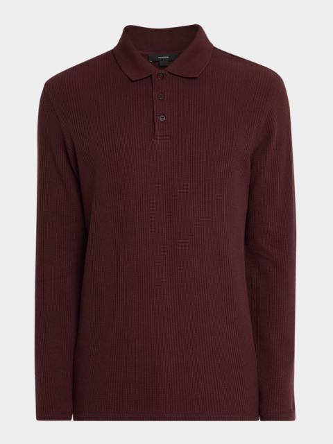 Vince Men's Long-Sleeve Textured Polo Shirt
