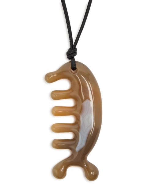Lemaire Lemaire Beluga Gua Sha Agate and Leather Necklace