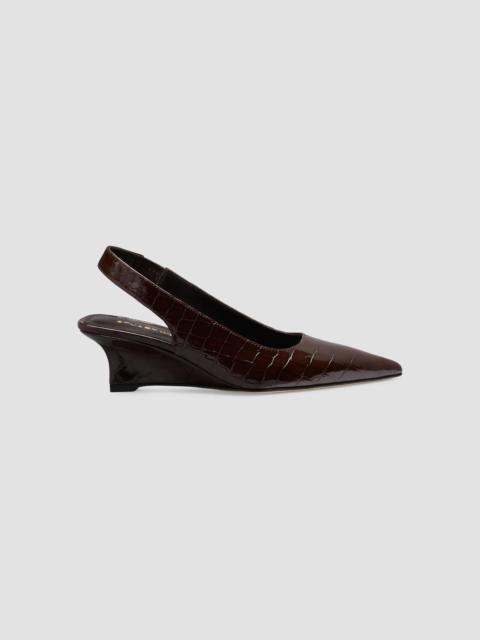 Stuart Weitzman Women's Vinnie 50MM Croc-Embossed Patent Leather Slingback Pumps - Midnight Espresso
