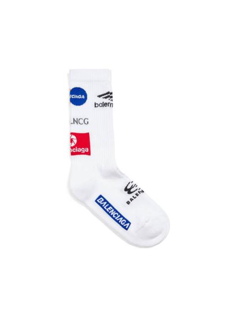 BALENCIAGA Men's Top League Socks in White/black