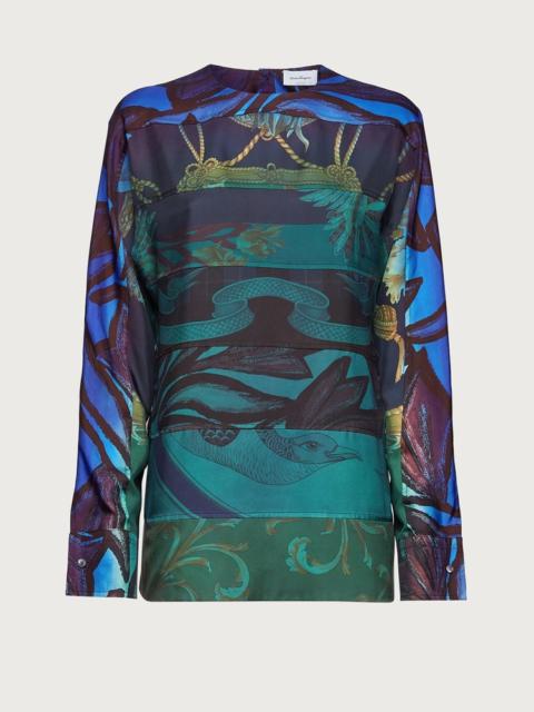 FERRAGAMO HAND-PRINTED SILK SHIRT