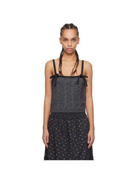 GANNI Gray Cashmere Mix Strap Tank Top