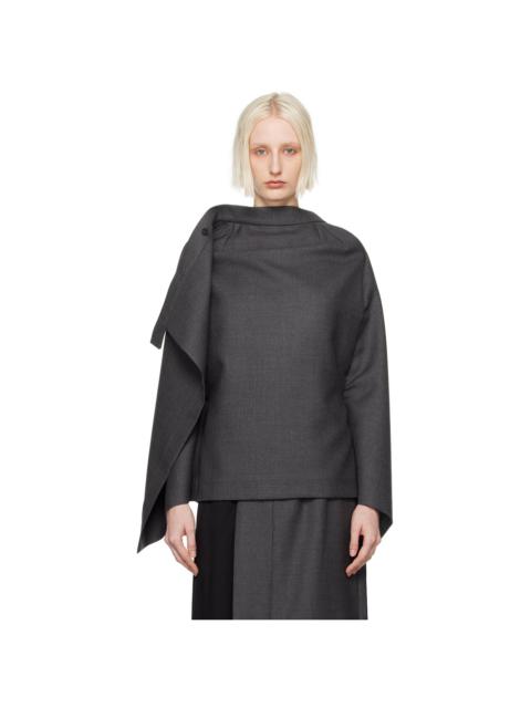 ALAINPAUL Black & Gray Open Tailored Skirt Top