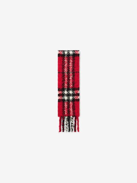 Burberry Narrow Check Alpaca Wool Blend Bouclé Scarf
