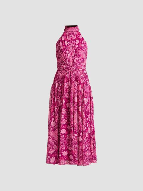 TADASHI SHOJI Women's Pleated Floral Midi Dress - Magenta Multi