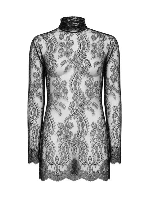 Dolce & Gabbana Black Chantilly lace long top