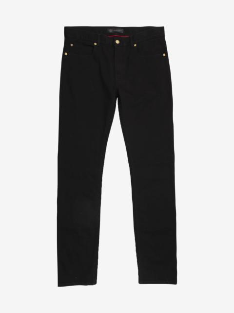 Black Crest Embroidery Slim Jeans