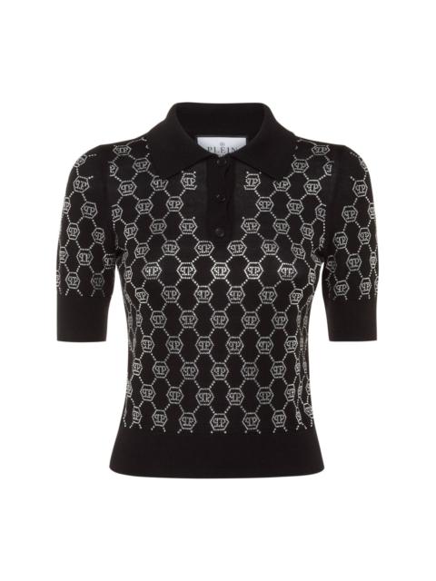 PHILIPP PLEIN crystal-embellished polo top