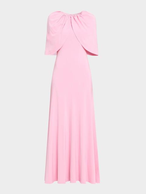 ROLAND MOURET Fit-And-Flare Jersey Capelet Gown