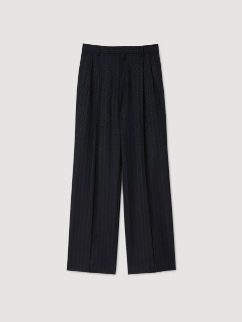 Sandro RHINESTONE STRIPED TROUSERS