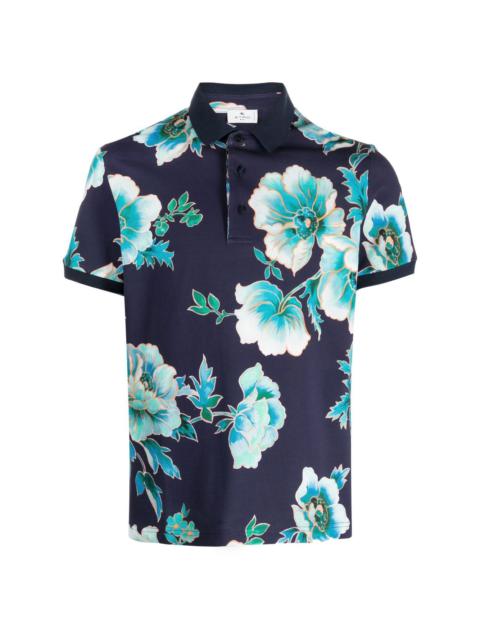 floral-print polo shirt