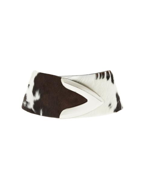 BRANDON MAXWELL The Callahan Wide Belt With Oversized Metal Tip Hardware black/white