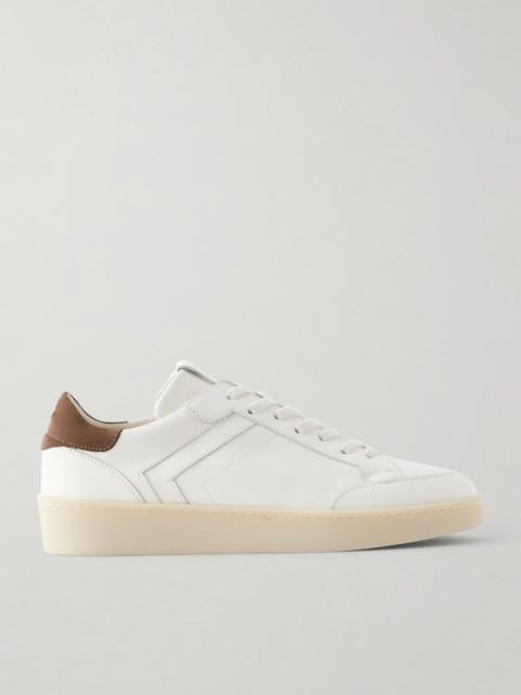 Canali Nuvola Nubuk-Trimmed Leather Sneakers