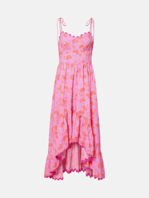 juliet dunn Asymmetric floral cotton midi dress