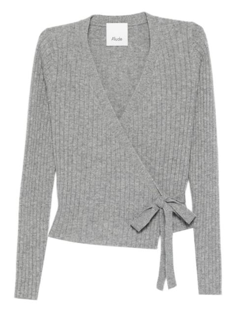 Allude ribbed self-tie cardigan