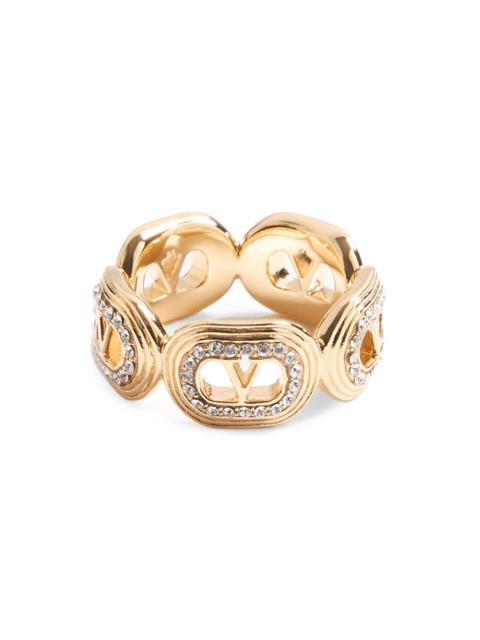 Valentino Women's Ovalette Metal and Swarovski Crystal Ring - Gold Crystal