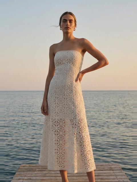 CAMI NYC LISBOA STRAPLESS CROCHET DRESS CERAMIC