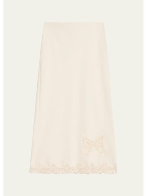 LoveShackFancy Avelaine Satin Midi Skirt