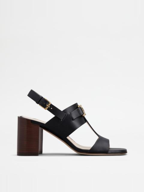 Tod's KATE SANDALS IN LEATHER - BLACK