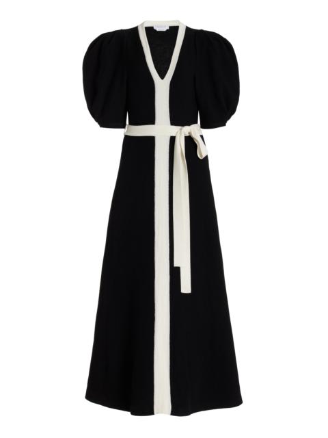 Lilias Dress in Black & Ivory Merino Wool