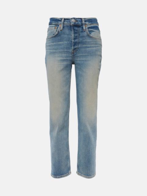 Mid Rise Stove Pipe straight jeans