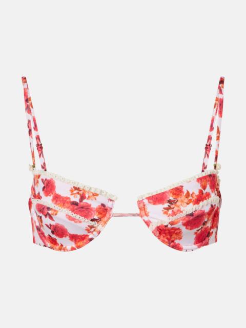 BANANHOT Faith floral lace-trimmed bikini top