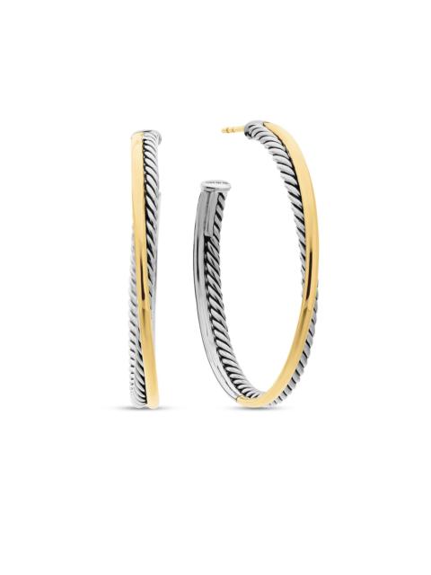 DAVID YURMAN Women's Crossover Hoop Earrings in Sterling Silver with 18K Yellow Gold, 44mm - Silver