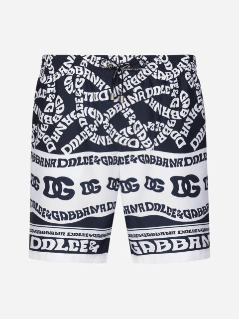 Dolce & Gabbana Mid-length swim trunks with Marina print